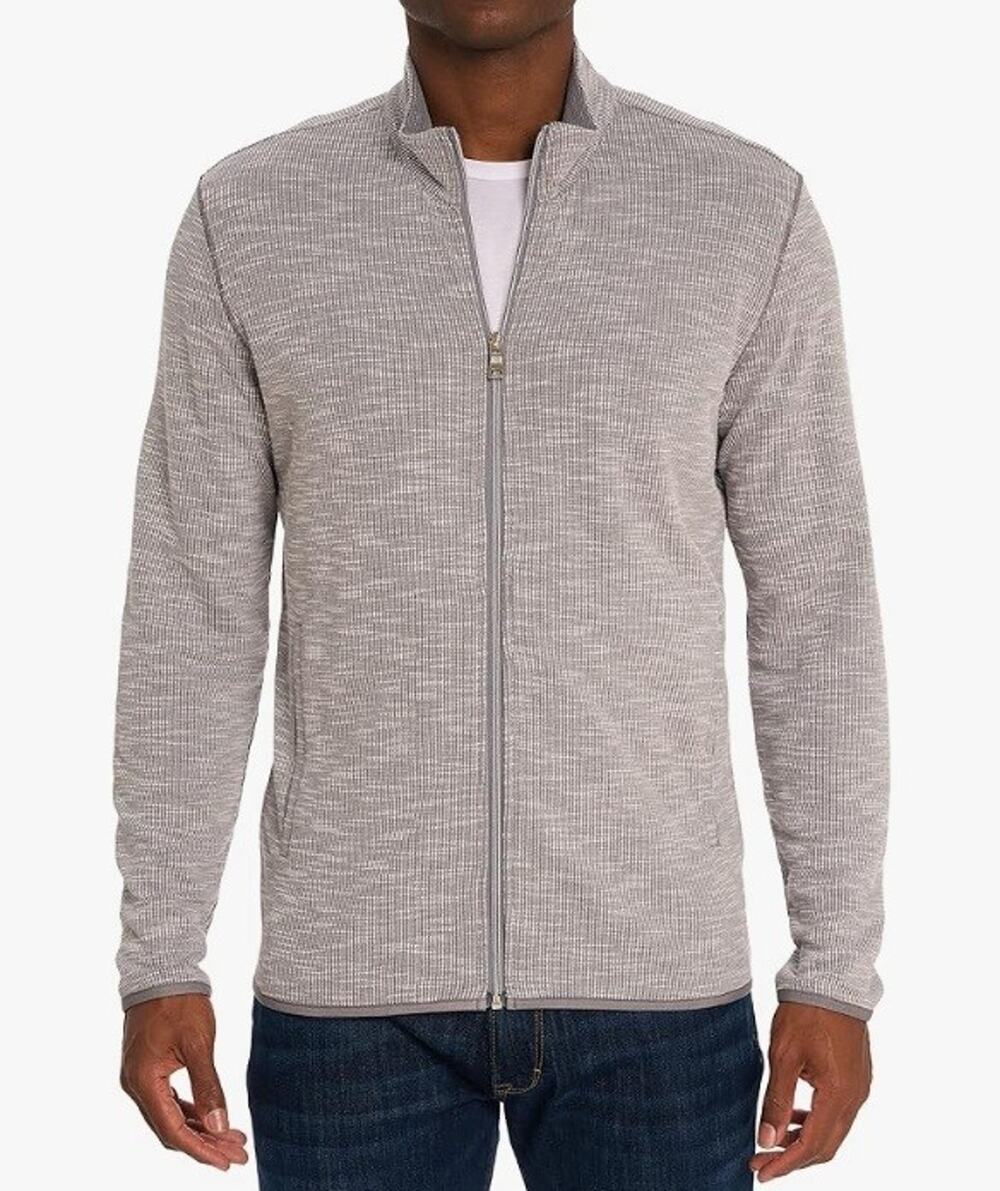 Robert Graham Sz L Kobra Full Zip Long Sleeved Track Jacket Sweater Gray